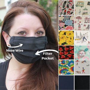 Face Mask, adjustable nose wire & filter pocket